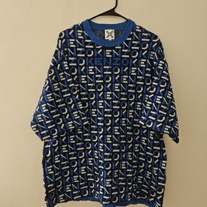 Kenzo Blue Graphic Men's Short Sleeve Sweater Size L